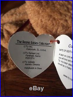 EXTREMELY RARE Ty Beanie Baby'Curly' Retired Bear with MANY Errors