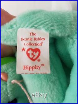 EXTREMELY RARE-Ty HIPPITY Rabbit Beanie Baby MULTIPLE Tag Errors 1996