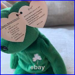 Erin Bear Collectors MWMT Many Tag Errors! #4186 Rare + Mint TY Beanie Babies