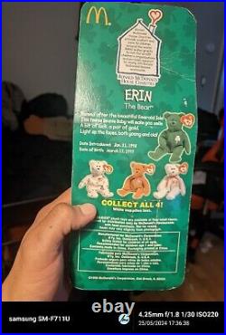 Erin The Bear-1996 McDonalds Ty Beanie Baby with Rare Errors 1993, OakBrook