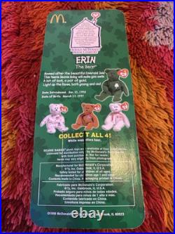 Erin The Bear McDonalds Ty Beanie Baby with Rare Errors 1993, OakBrook