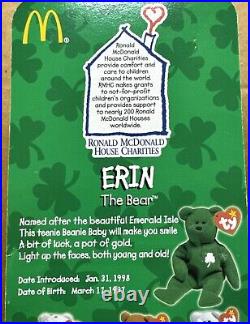 Erin The Bear- McDonalds Ty Beanie Baby with Rare Errors 1993, OakBrook