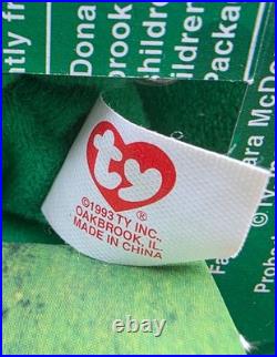Erin The Bear McDonalds Ty Beanie Baby with Rare Errors 1993, OakBrook Misprint