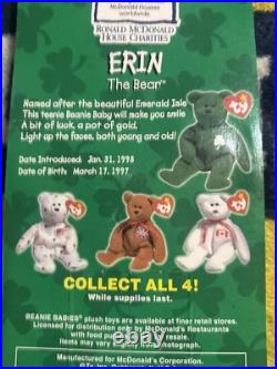 Erin, the bear McDonald's TY Beanie baby With rare errors 1993, Oatbrook misprint