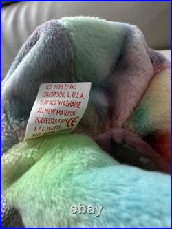 Extremely RARE 1996 TY Beanie Baby Babies Peace Bear With All Errors Mistakes