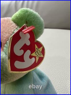 Extremely RARE 1996 TY Beanie Baby Babies Peace Bear With All Errors Mistakes
