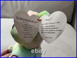 Extremely RARE 1996 TY Beanie Baby Babies Peace Bear With All Errors Mistakes