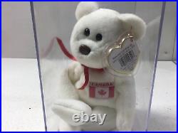 Extremely Rare Beanie Babies International Bear Maple Canada 1996 Tag Red Bow