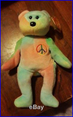 Extremely Rare Errors TY Beanie Babies Peace Bear with Tag Retired
