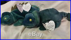 Extremely Rare Ty Actual IGGY & Error Rainbow Retired Beanie Baby Set-NWMT