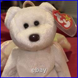 Extremely Rare Ty Beanie Babies Halo the Angel Bear Toy With Many Errors