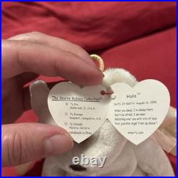 Extremely Rare Ty Beanie Babies Halo the Angel Bear Toy With Many Errors