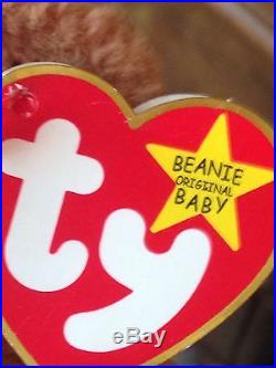Extremely Rare Ty Beanie Baby CURLY BEAR with Record Amount Of Tag Errors