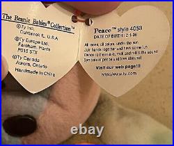 Extremely Rare Ty Peace Bear Beanie Baby 1996 With Tag Errors Retired Original