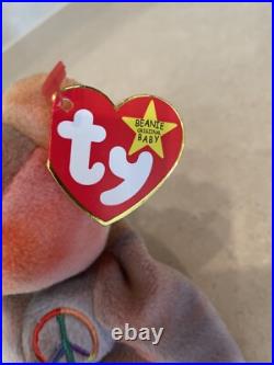Extremely Rare Ty Peace Bear Beanie Baby 1996 With Tag Errors Retired Original