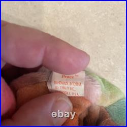 Extremely Rare Ty Peace Bear Beanie Baby 1996 With Tag Errors Retired Original
