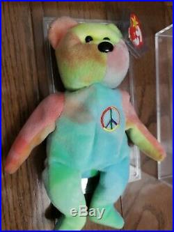 Extremely rare 1996 Ty Beanie baby Babies Peace Bear with all errors Mistakes