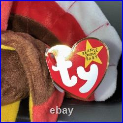 GOBBLES Ty Beanie Baby TAG ERROR 1996 Turkey Original Retired MINT Rare