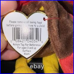 GOBBLES Ty Beanie Baby TAG ERROR 1996 Turkey Original Retired MINT Rare