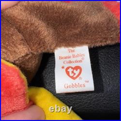 GOBBLES Ty Beanie Baby TAG ERROR 1996 Turkey Original Retired MINT Rare