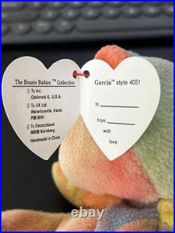 Garcia Ty Beanie Baby Mint Tag 3rd Gen 2nd Tush Tie-dyed Rare Bear