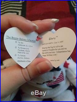 Glory TY Beanie Babies Rare with tag errors and P. E. Pellets