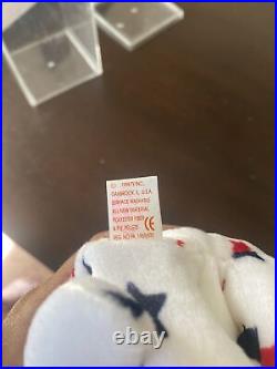 Glory The Bear 8 Ty Beanie Baby RARE with Tag Errors Upside Down Flag