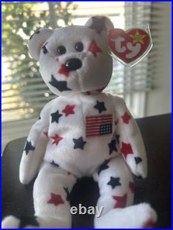 Glory The Bear TY Beanie Baby USA American Flag Upside Down. EXTREMELY RARE