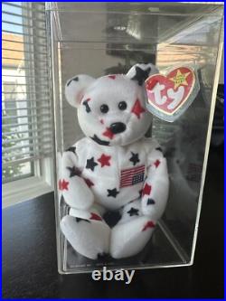 Glory The Bear TY Beanie Baby USA American Flag Upside Down. EXTREMELY RARE