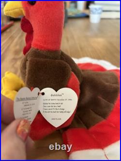 Gobbles Ty Beanie Baby Tag Errors 1996 Turkey Original Retired Mint Rare