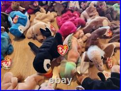 HUGE LOT Of Beanie Babies (85+) ALL TAGS attached very RARE DISCONTINUED 1993-99