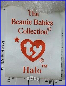 Halo Beanie Baby 1998 Rare Brown Nose Black Eyes with Tag Errors