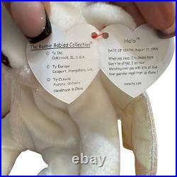 Halo the Bear TY Beanie Baby RETIRED RARE 1998 withTag Errors Brown nose