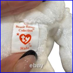 Halo the Bear TY Beanie Baby RETIRED RARE 1998 withTag Errors Brown nose