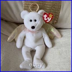 Halo the Bear TY Beanie Baby Retired RARE 1998 withTag Errors Brown nose