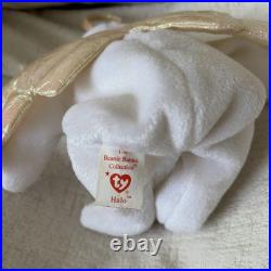Halo the Bear TY Beanie Baby Retired RARE 1998 withTag Errors Brown nose