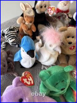 Huge Lot of 36 Vintage Beanie Babies all with TY Tags with Rare 1st Edition Items