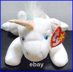 (IRIDESCENT MANE) MYSTIC Beanie Baby Unicorn Retired Rare Ty 93-94 Tag Errors