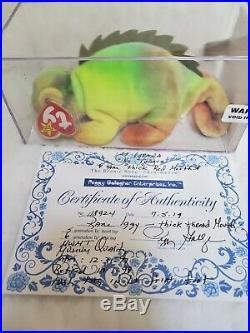 Iggy Iguana Beanie Baby Authenticated 1st Edition RARE No Tongue Thick Red Mouth