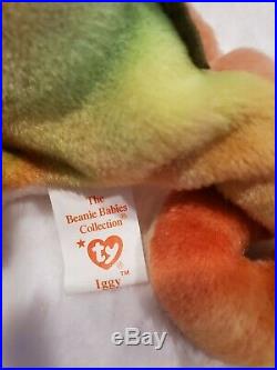Iggy Iguana Beanie Baby Authenticated 1st Edition RARE No Tongue Thick Red Mouth