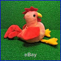 Incredible 1996 Ty Beanie Baby DOODLE The ROOSTER Super RARE Tush Sticker MWMT