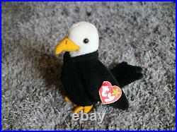 LOriginal 1996 Ty Beanie Baby Baldy the Eagle Bird RARE RETIRED TAG ERRORS