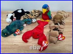 Lot Of RARE 1990s Beanie Babies Daisy/Stripes/Pinchers/Derby/Roary/RainbowithJab