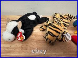 Lot Of RARE 1990s Beanie Babies Daisy/Stripes/Pinchers/Derby/Roary/RainbowithJab