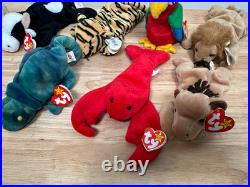 Lot Of RARE 1990s Beanie Babies Daisy/Stripes/Pinchers/Derby/Roary/RainbowithJab