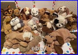 Lot TY Beanie Babies Rare Set 21 Dogs, Mostly Mint Condition See Description