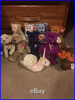 Lot of 10 Retired TY Beanie Babies-includes Rare Princess Diana Bear
