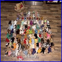 Lot of 138 Ty Beanie Babies Rare Princess, Peace, Bones, Holiday Bears 90
