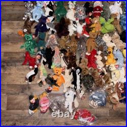 Lot of 138 Ty Beanie Babies Rare Princess, Peace, Bones, Holiday Bears 90