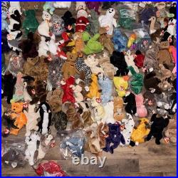 Lot of 138 Ty Beanie Babies Rare Princess, Peace, Bones, Holiday Bears 90
